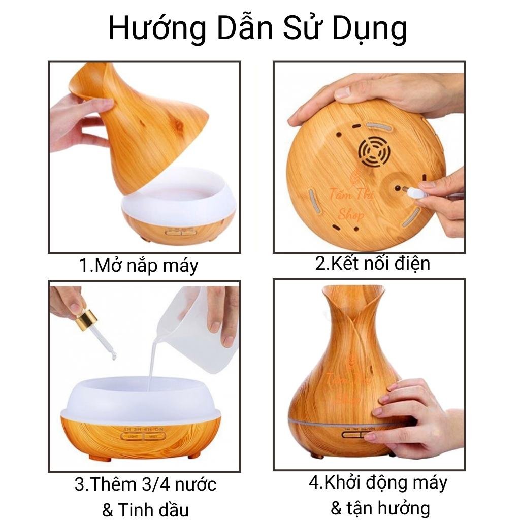(Mua Máy Tặng Tinh Dầu)Máy Khuếch Tán Tinh dầu Aroma Tulip 550Ml Cao Cấp Cỡ Lớn Tạo ẩm Tỏa Hương Thơm Cho Gia Đinh Máy Tạo Ẩm Tỏa Diệt Khuẩn