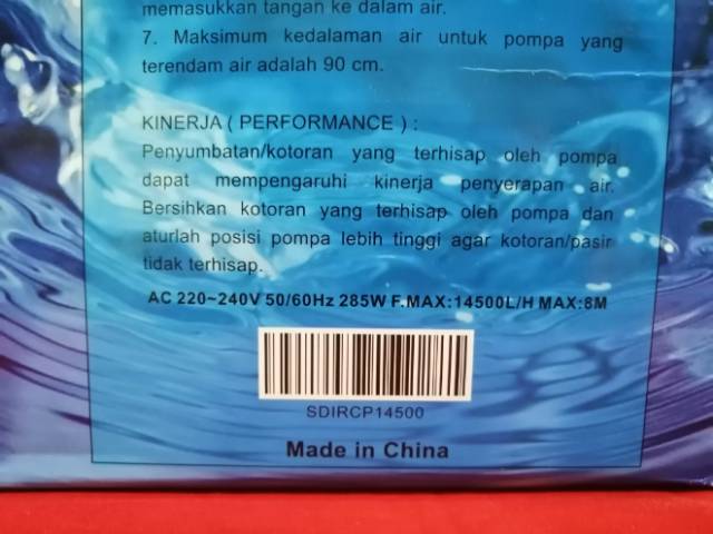Pompa celup kolam air mancur RECENT RC P14500 Model Termos Submersible Pump