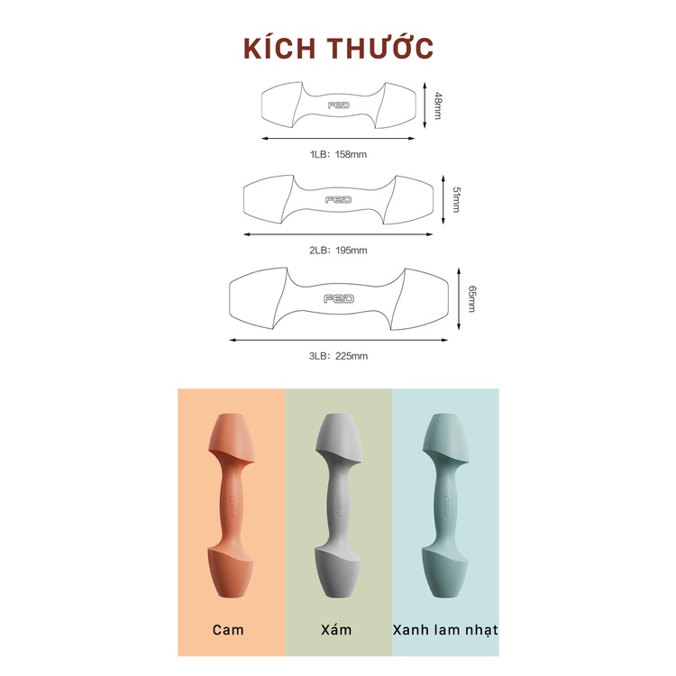 Tạ tay nữ cao cấp thế hệ mới – FED-XM0110 ( 1 cặp)