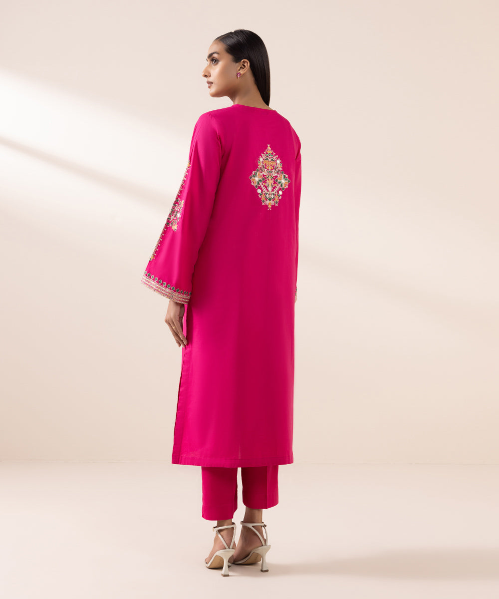 Sapphire Women's Pret Cambric Pink Embroidered A-Line Shirt For Women - Women RTW / Stitched. 
