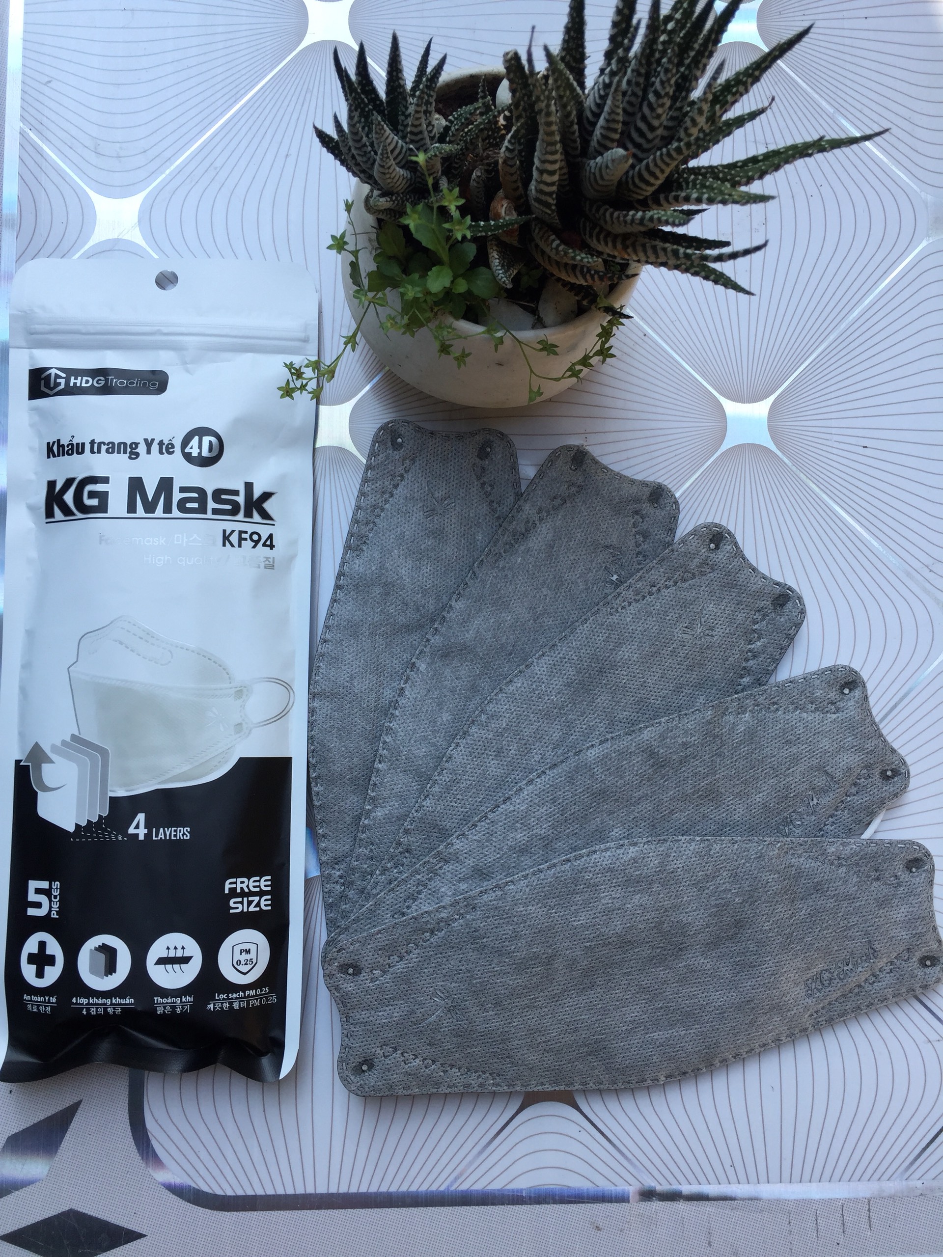 (Gói 5 Cái) Khẩu Trang 4D KG Mask - Chuẩn Lọc Bụi KF94 Hàn Quốc