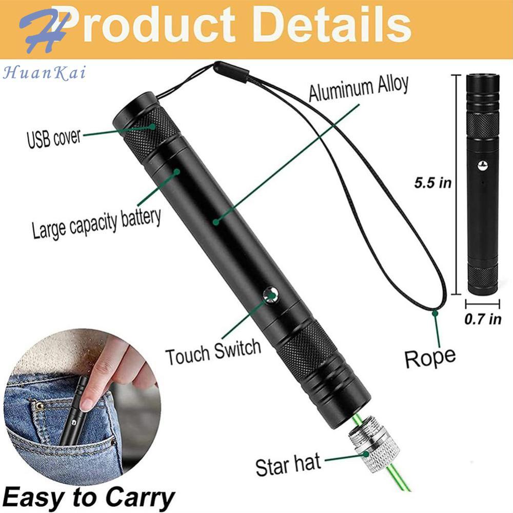 HK 10000m USB Charging Laser Torch Green Laser Pointer High Powerful Dot Single Starry Burning Match