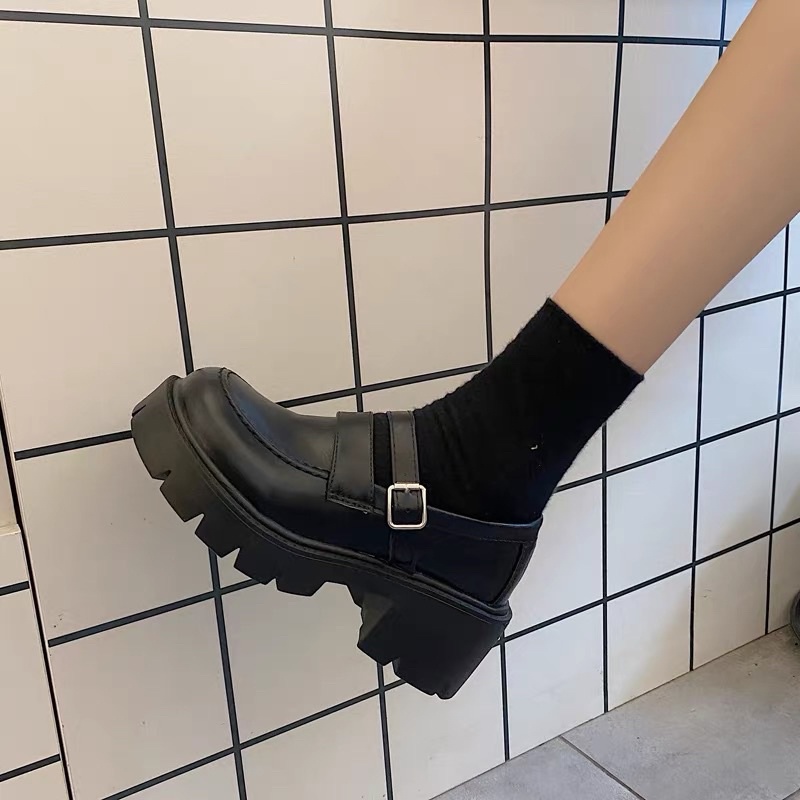 giày cổ thấp  nữ đế 5cm quai cài cạnh