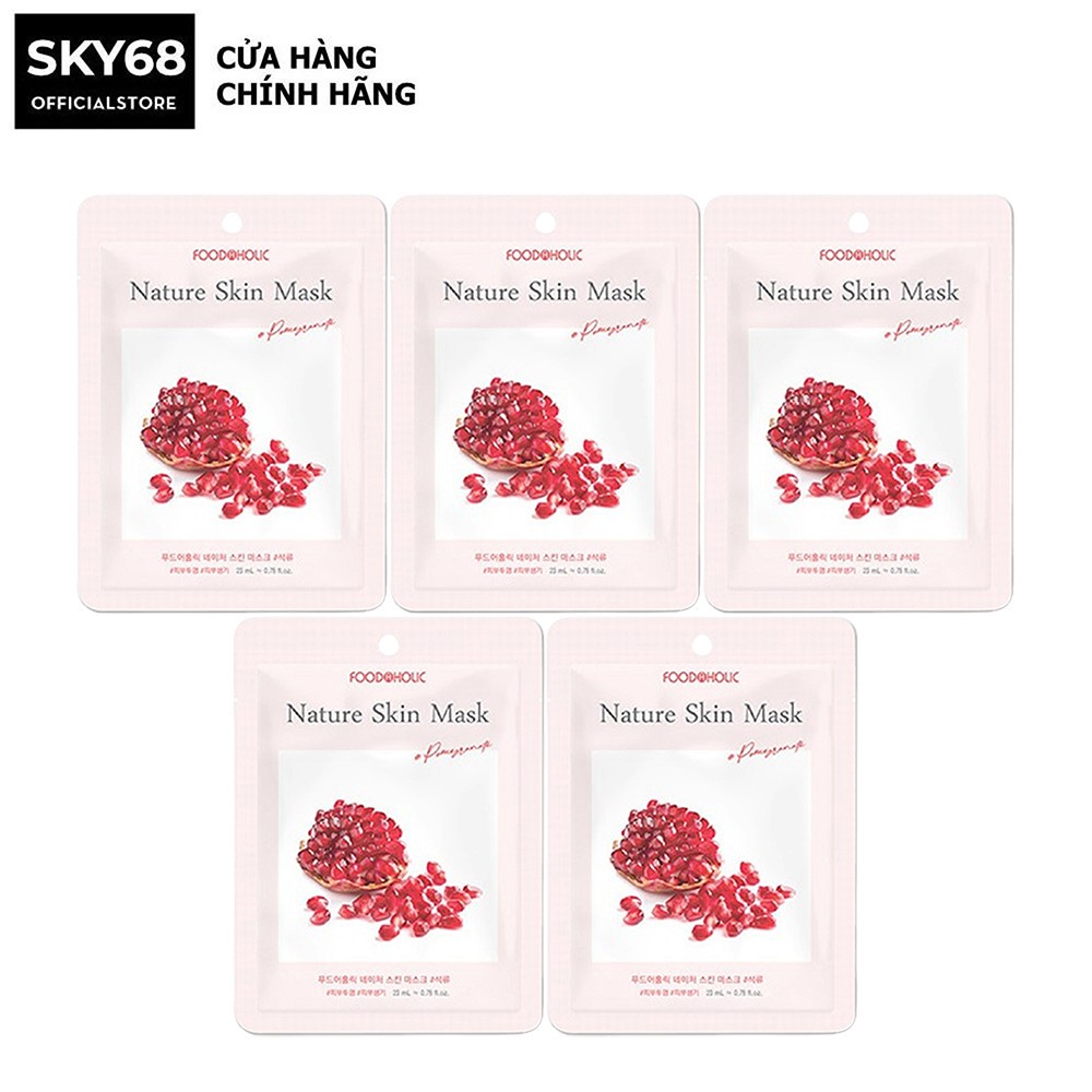 Combo 5 mặt nạ lựu đỏ dưỡng sáng, săn chắc làn da foodaholic nature skin mask 23gx5 - pomegranate
