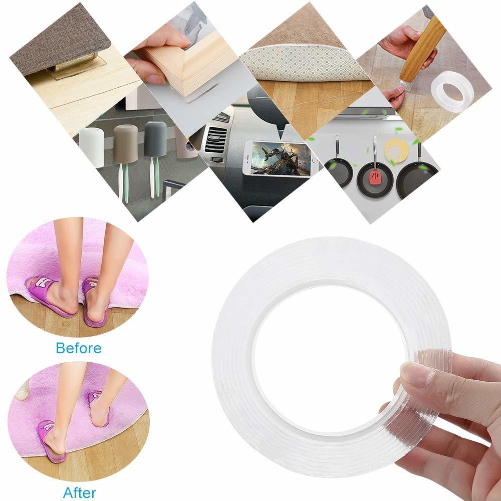 [Cuộn 1/2/3 mét; Loại dày] Cuộn keo 2 mặt silicon siêu dính trong suốt