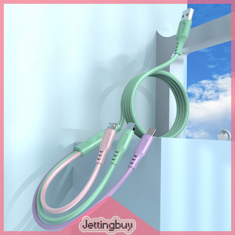 【Jettingbuy】 Flash Sale Fast Charging Apple/ Android /TYPE-C Cable 3 In 1 Charger USB Cable Data Line