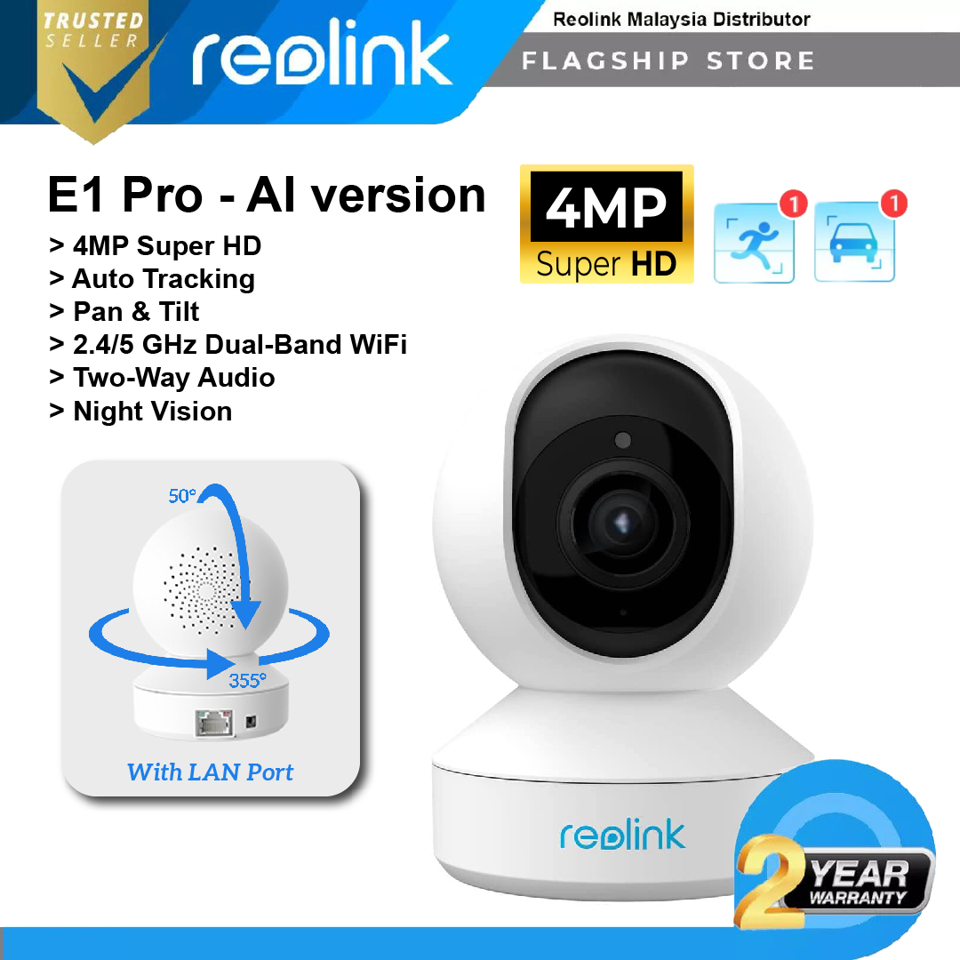 Reolink E1 Pro-Black, 4MP HD 2.4/5ghz WiFi Wireless AI Detect Indoor Home  Security Camera