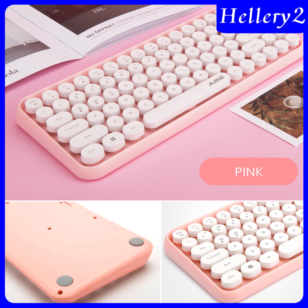 Ajazz Wireless Bluetooth Keyboard Compact Retro Round Keycaps 84-Keys Auto Sleep