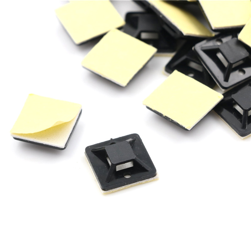 100 Pcs Self Adhesive Cable Tie Mount Base Holder 20 x 20 x 6mm.