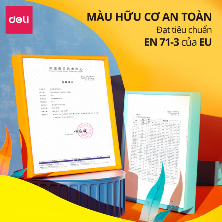 Bút sáp màu hữu cơ hỏa tiễn kèm Sticker Deli - 12/24/36 màu - An toàn không vấy bẩn tay Tô màu vẽ tranh học sinh trẻ em - Hình ảnh 8