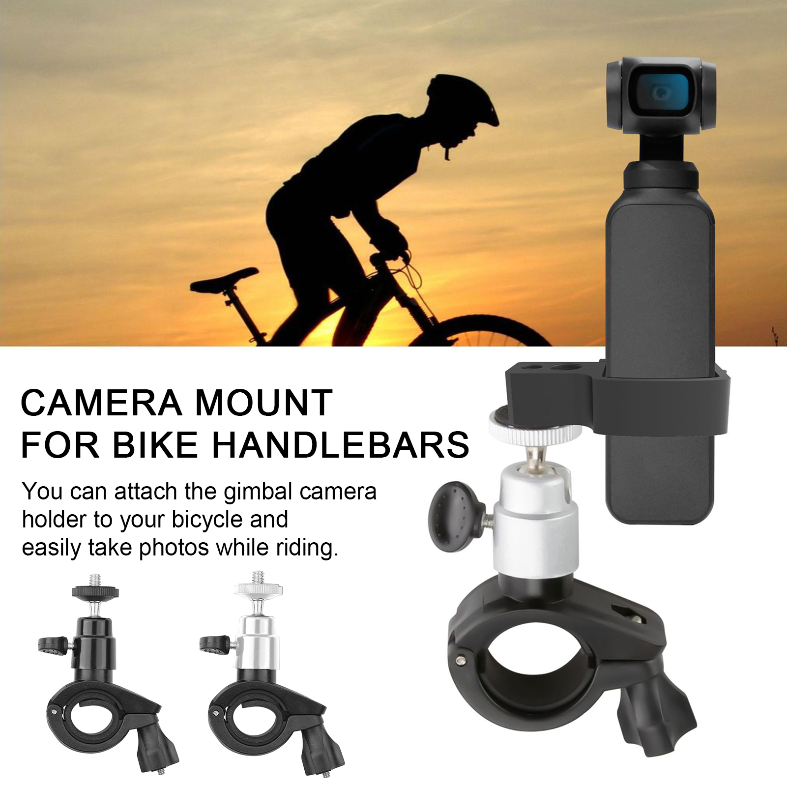 GeniusC Bicycle Stand for Osmo Camera Handheld Gimbal Bracket for Bicycle Photography Sturdy Bicycle Mount for Dji Osmo Pocket 3/om 4/osmo Mobile 3/mobile 2 Easy Install Durable Support for Cameras