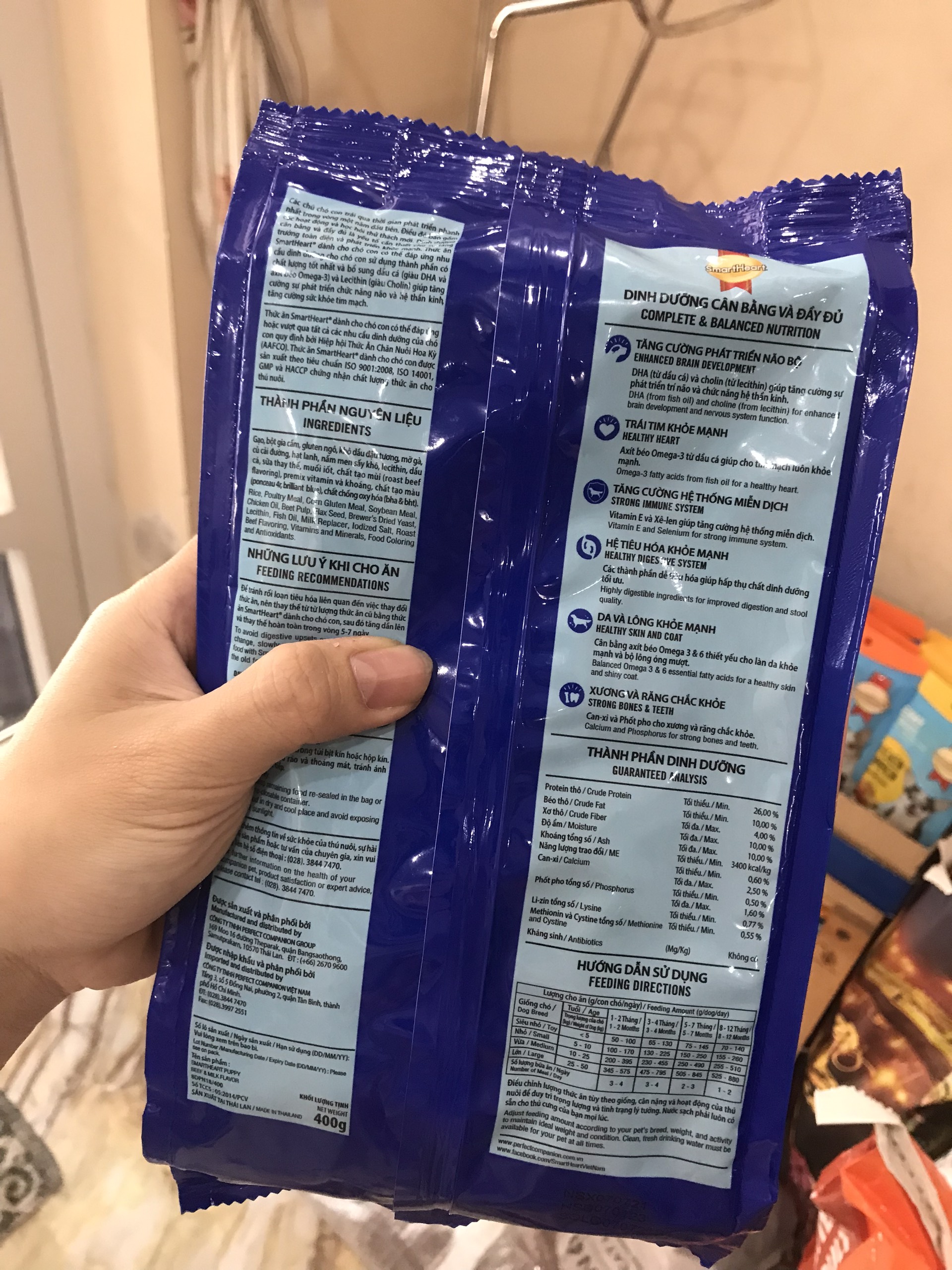 [HCM] Thức ăn hạt Smartheart Puppy gói 400g