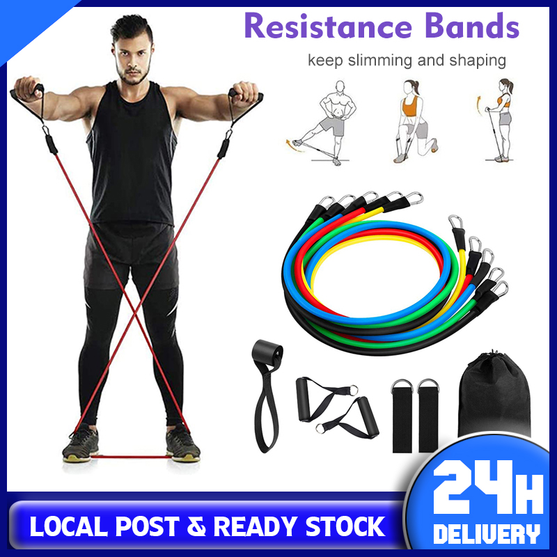 Buy 11 PCS Latex Resistance Band Set Yoga Pilates Abs Exercise