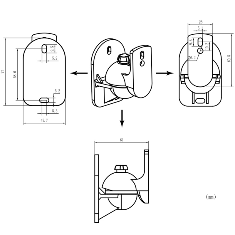 4PCS Universal Speaker Wall Mount Bracket Ceiling Stand Clamp with Adjustable Swivel and Tilt Angle Rotation