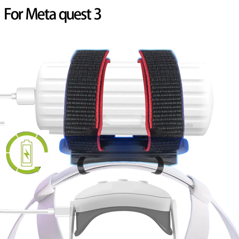 Pin dự trữ bên ngoài pin khung cố định Meta Quest 3 VR Phụ kiện dây đeo pin điện cho Oculus Quest 2/Quest 3 dây đeo đầu điều chỉnh được