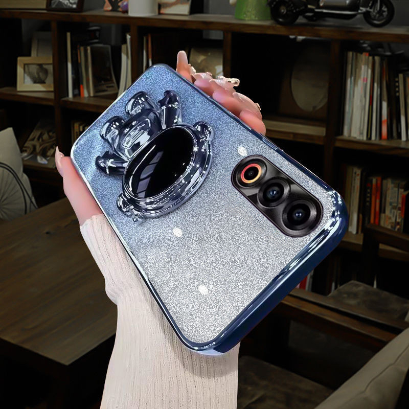 Phone cover Meizu 21 Pro 21 Note 20 Pro Back case Fashionable Frosted Silicone Soft Dustproof Bracket Adsorb + Electroplated astronaut bracket for Meizu 20 Pro Meizu 21 Note Pro Back Cover. 