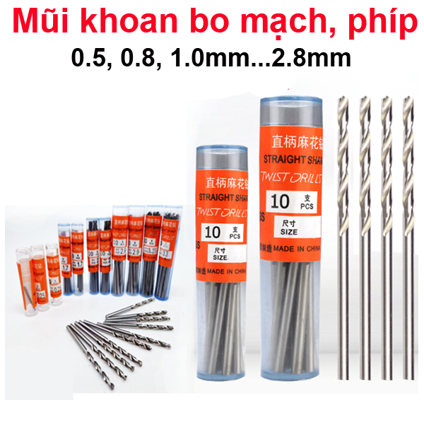 (Hộp 10 cái) Mũi khoan bo mạch, phíp, pcb