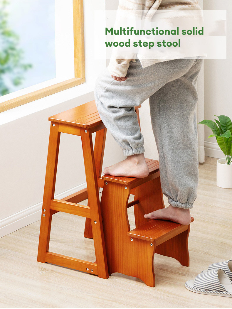 Solid wood folding ladder stool home
