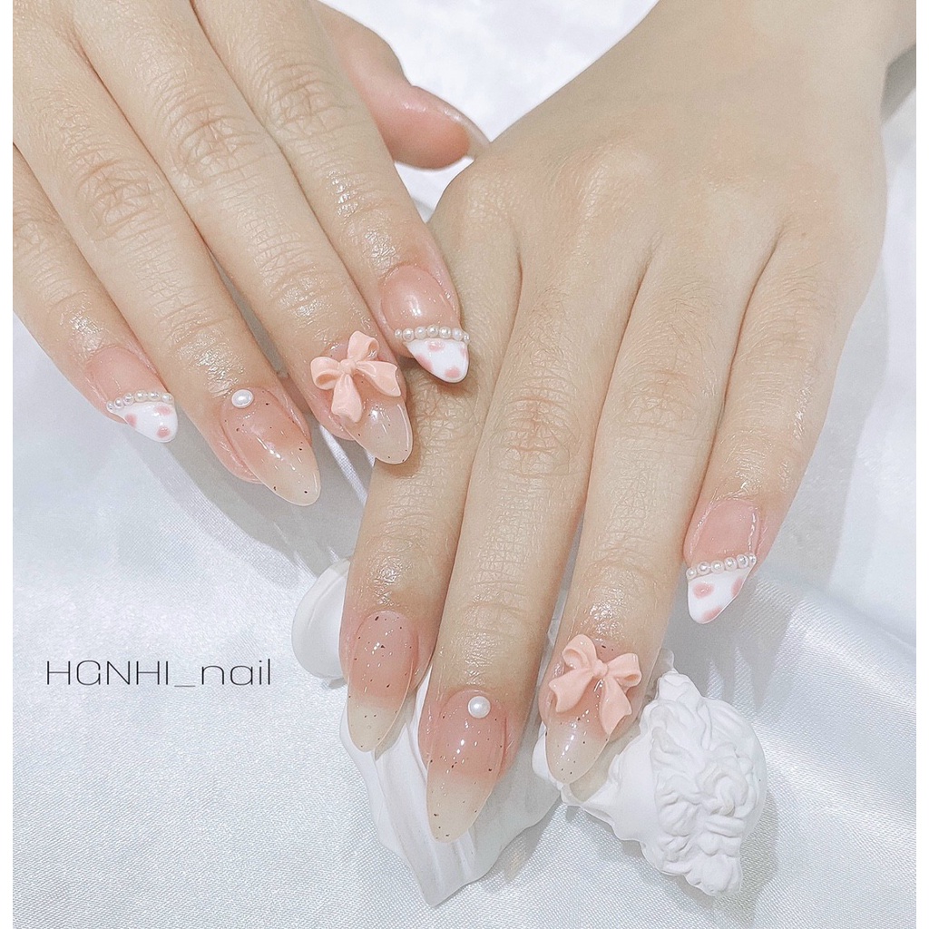 Set nơ 2 cánh nhiều màu trang trí đính móng nail