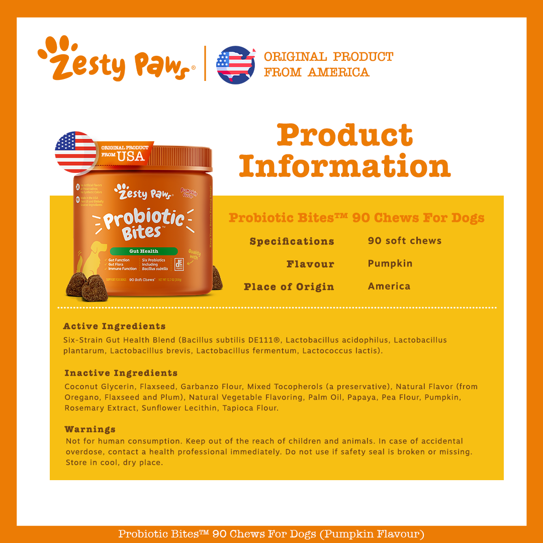 Zesty Paws Probiotic Bites Vị Bí Ngô 90ct