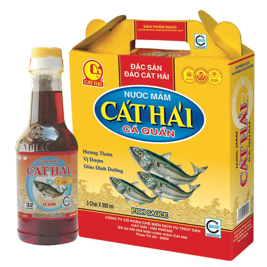 Nước Mắm Cát Hải Cá Quẩn 32 độ đạm chai 300ml