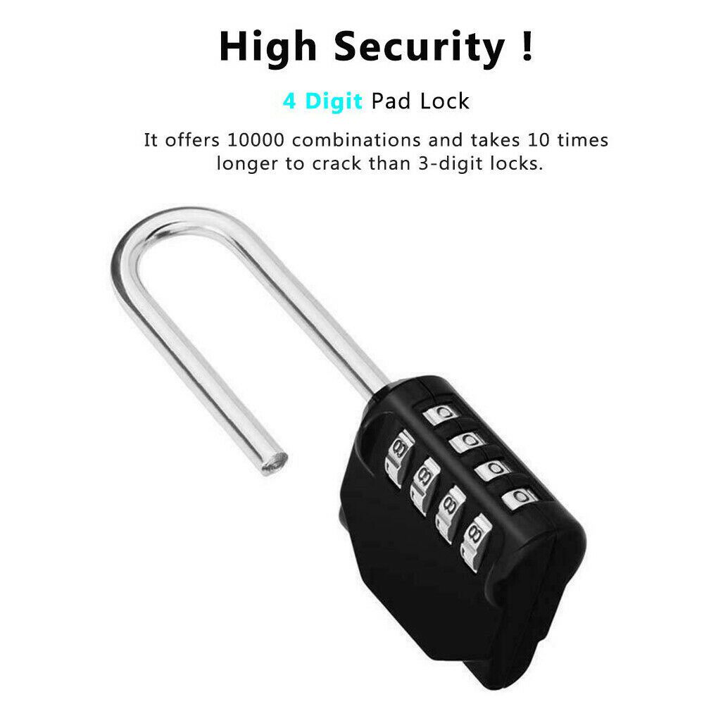 SARAHBOWSH High Security Waterproof Suitcase Outdoor Coded Lock Long Shackle Padlock 4 Digit Number Combination Lock