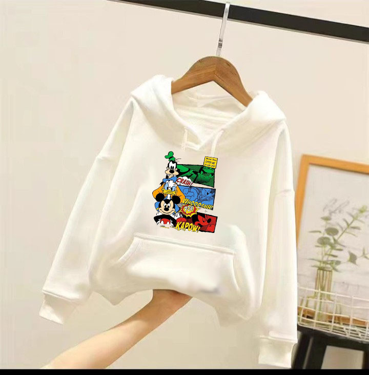 Áo hoodie hoạt hình cho bé trai phom rộng chất nỉ size từ 9 đến 65kg
