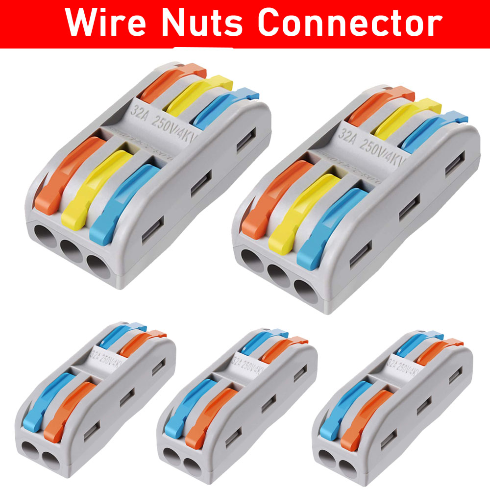 Waterproof Wire Connectors Nuts 30pcs 2 Conductor Compact Splicing Wire Connectors With Colored