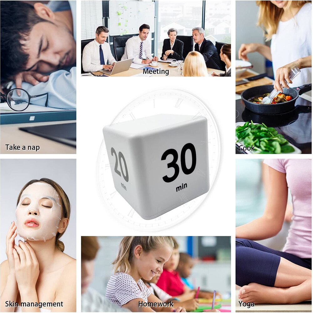 Time Cube Timer Kitchen Timer Kids for Time Management Countdown Settings 15 20 30 60 Minutes