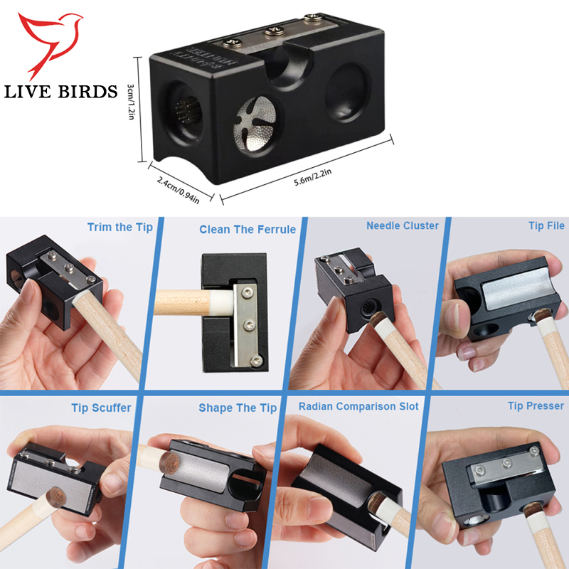 9 In 1 Multifunctional Billiards Pool Cue Tips Tool Tools Premium Billiard Cue Tip Grinder Billiard Pool Cue Tip Tools
