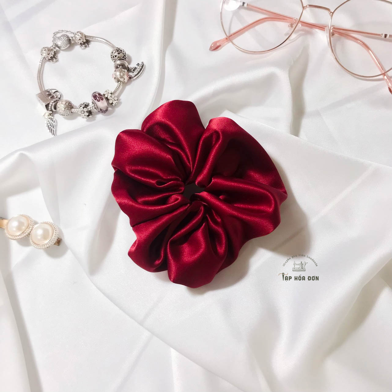[Hàng Thiết Kế] Scrunchies Lụa Satin Cao Cấp, Dây Buộc Tóc Thời Trang