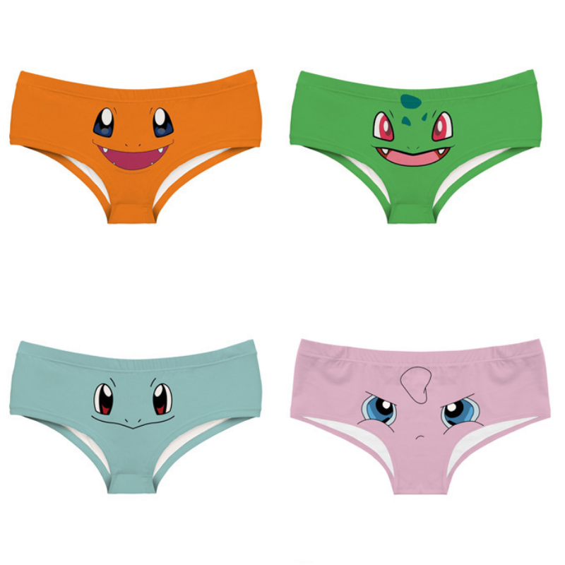 Anime Pokemon Pikachu Ladies Underwear 3D Print Panties Squirtle Seamless  Breathable Women Low Waist Cosplay Accessories