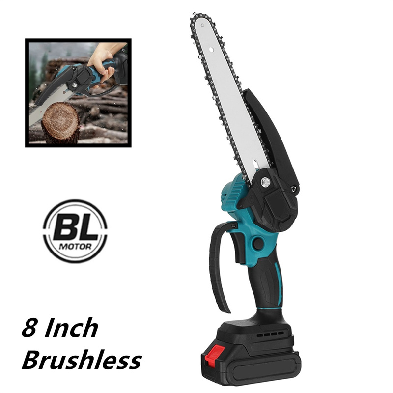 8 Inch Brushless Chain Saw Mini Handheld Pruning Chainsaw Woodworking ...