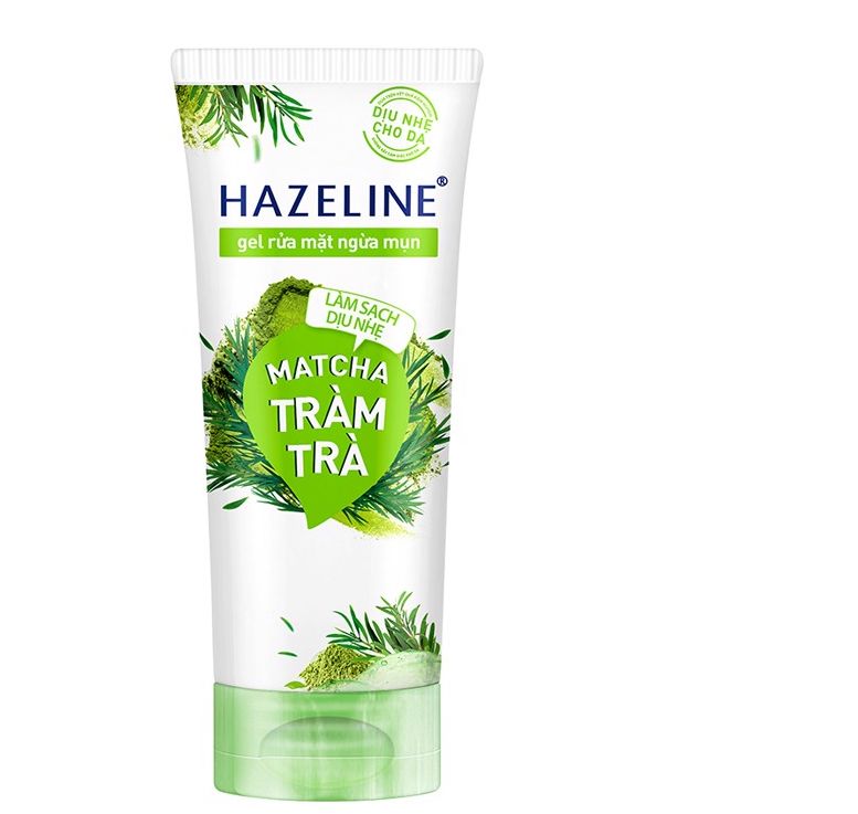 Sữa rửa mặt dạng gel matcha tràm trà ngừa mụn dịu nhẹ hazeline 100gr