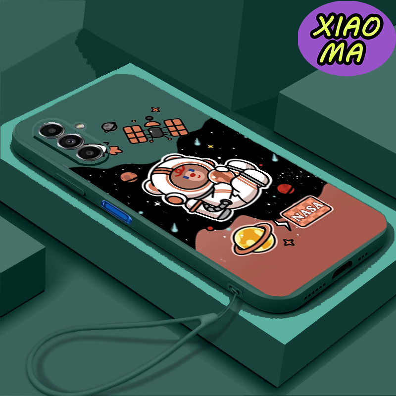 For Samsung A05S CellPhone Case Cute Bear Universe Moon Pattern Candy Color Phone Case