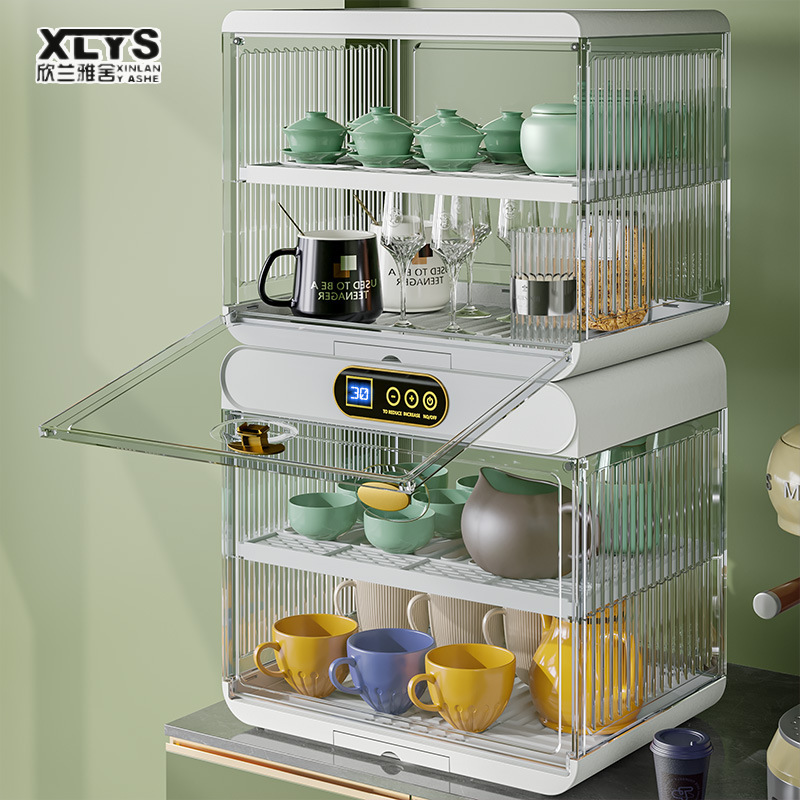 Cup holders, household dustproof cup storage shelves, foldable tabletop tea cup shelves, tea set storage cabinets