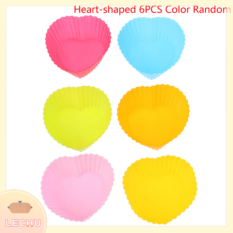 🥪 LECHU🍟 6 chiếc cốc làm bánh cupcake bằng silicon dụng cụ làm bánh khuôn nướng bánh cupcake bằng silicon