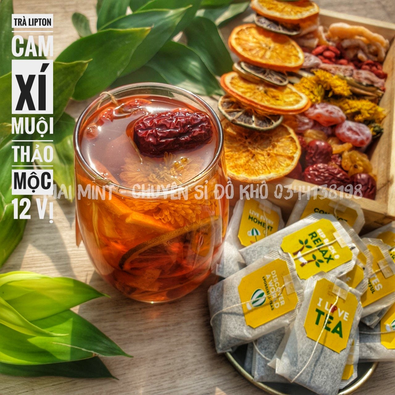 Trà Lipton Xí Muội Thảo Mộc - 1 Set