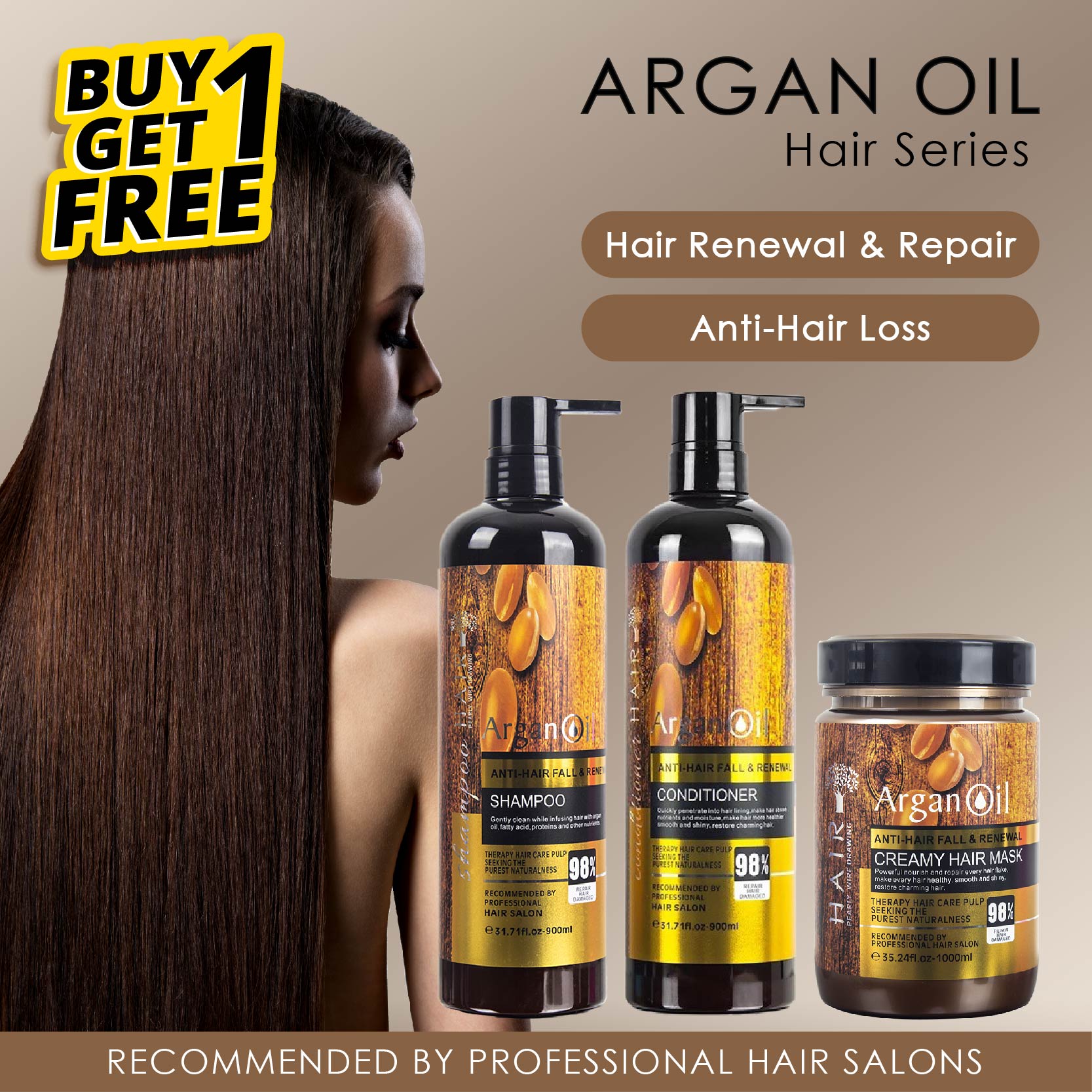 BUY 1 GET 1 FREE* Argan Oil Moisturizing & Smoothing Anti Hair
