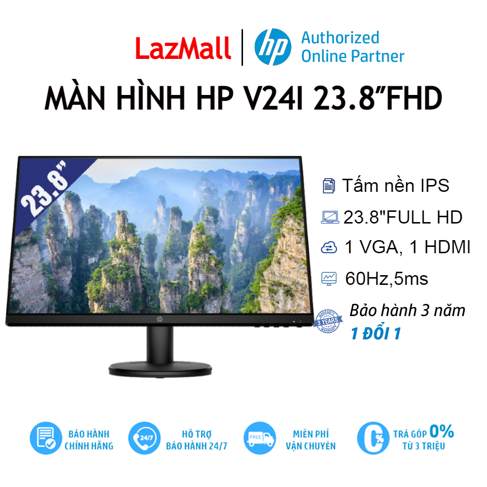 [Voucher 10% Max 500K] Màn hình máy tính LCD HP V24I 23.8″FHD 1920×1080/IPS/60HZ/5MS (Đen) - Hàng chính hãng new 100%