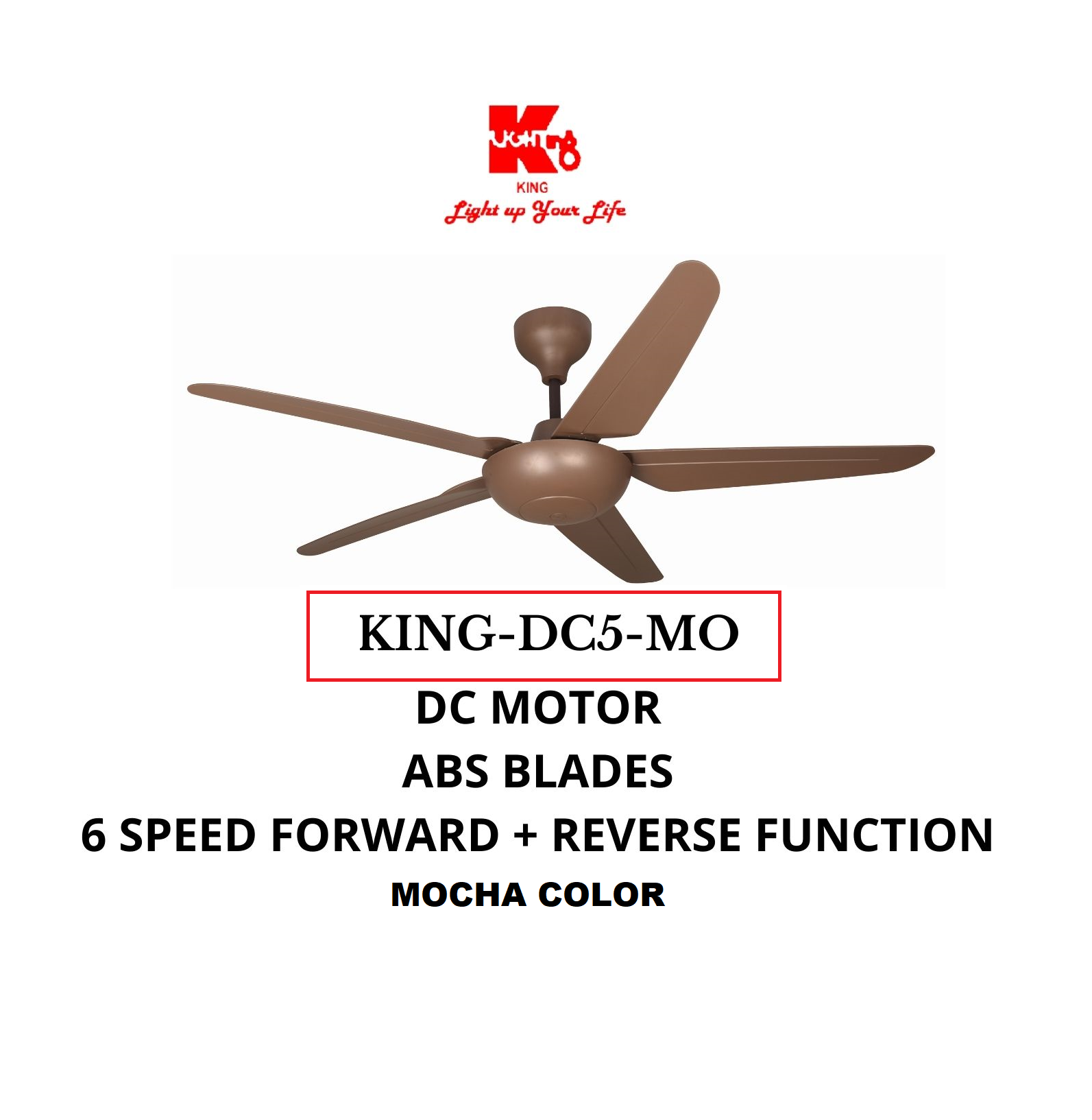 KINGDC5BK ( DC MOTOR ) REMOTE CONTROL CEILING FAN / KING INVERTER DC