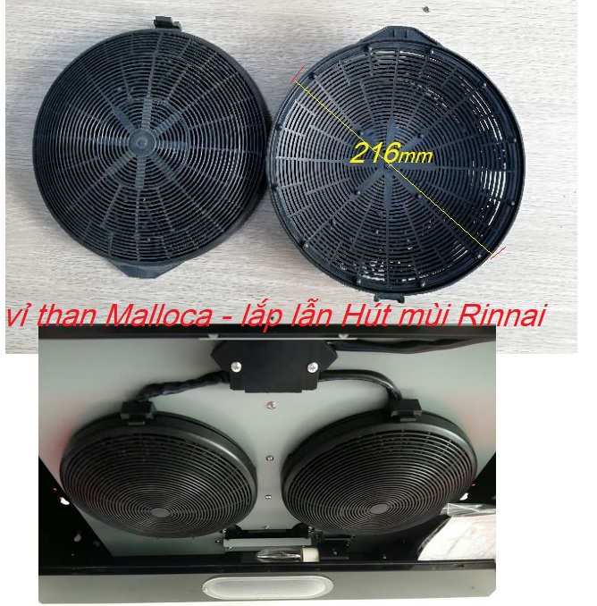 Vỉ than hoạt tính máy hút mùi Malloca