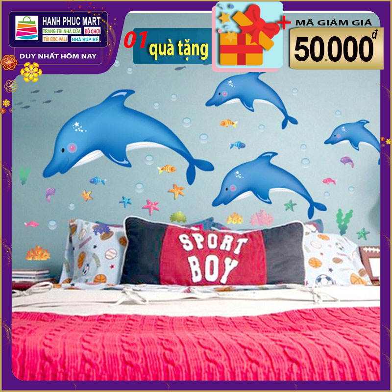 Decal dán tường Gia đình cá heo - HPMAY9168