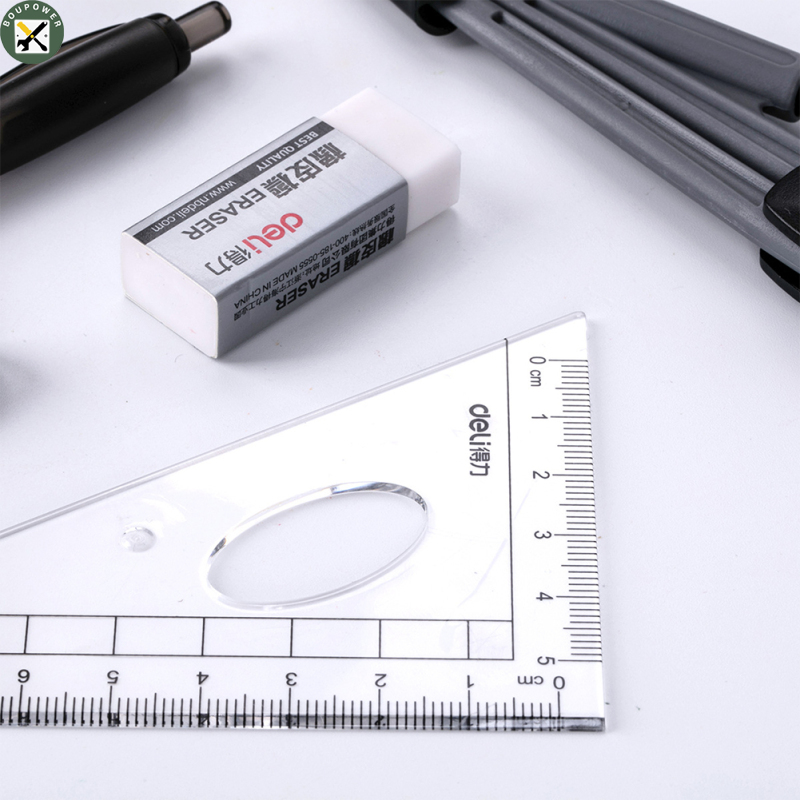 BouPower IN stock 8 pcs Math Tool Set Geometry School Compass Ruler Triangle Protractor Eraser