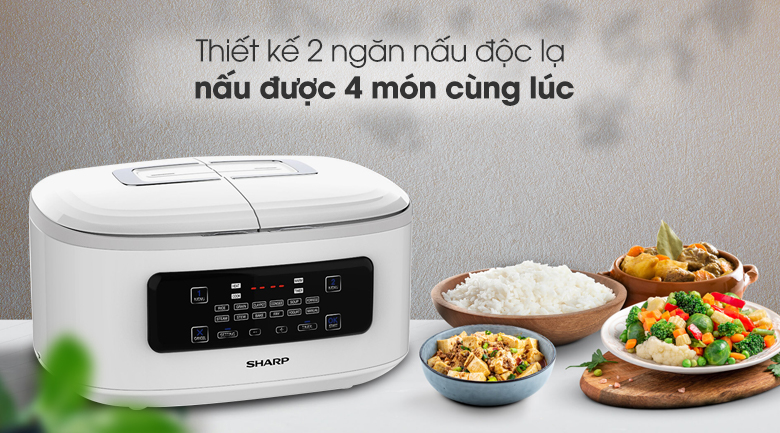 Nồi cơm 2 ngăn đa năng Sharp 1.8 lít KN-TC50VN-WH (Mẫu trưng bày mới 99% không thùng)