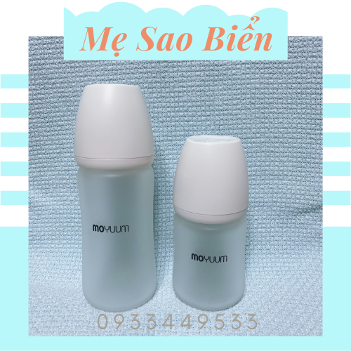 (Chính hãng - Fullbox) Bình sữa Moyuum thủy tinh tráng silicon 150ml/ 240ml