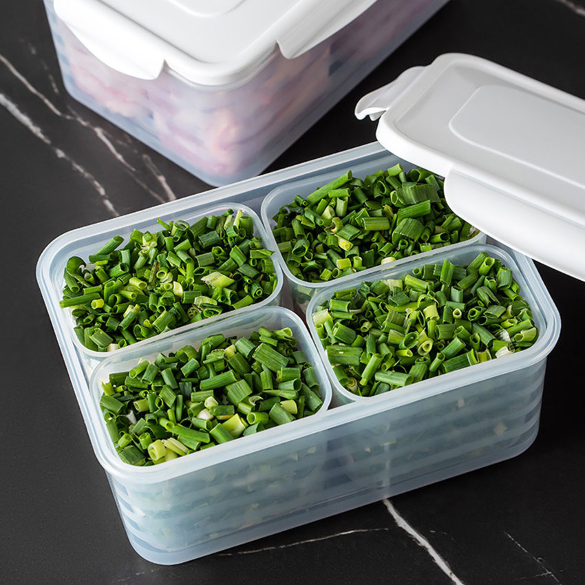 Drain Sealed Crisper Ginger Garlic Onion Food Fridge Storage Box Case Food Storage Container Plastic Kitchen Organizer