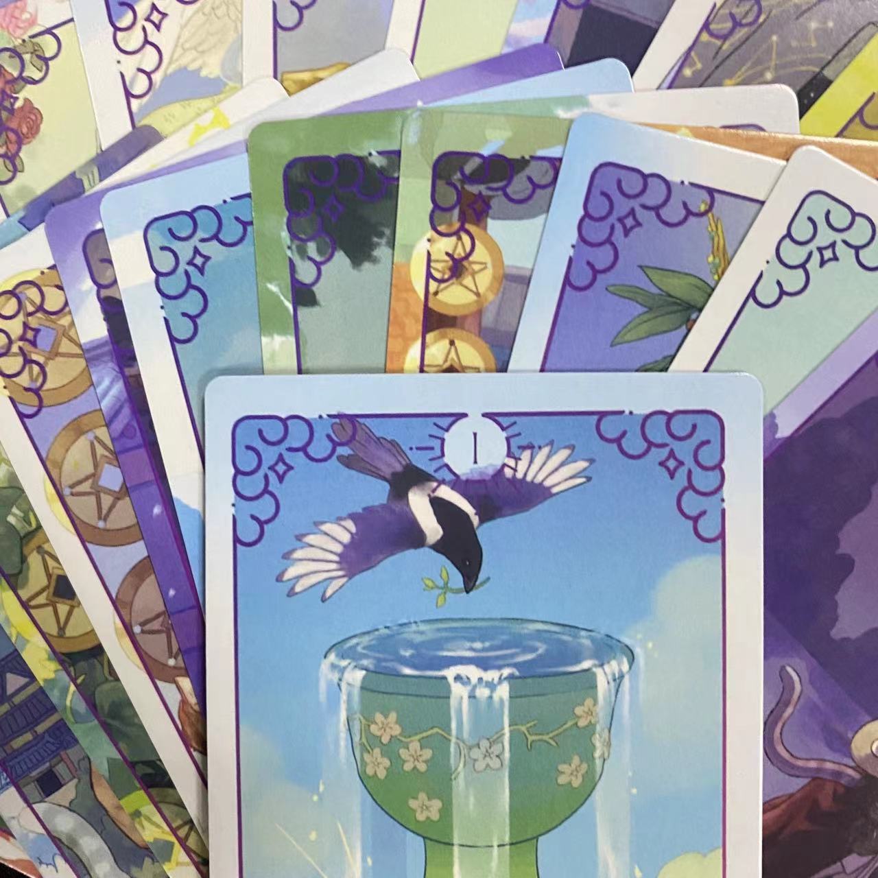 12x7 cm Purple Cat Tarot Deck