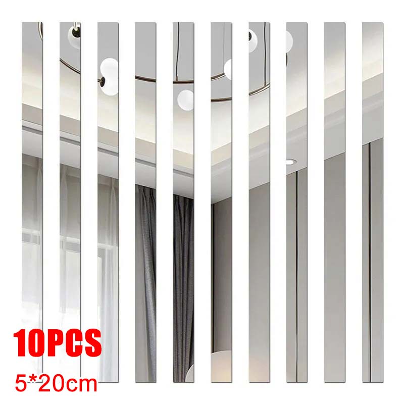 10pcs List Plat Strip Stiker Gold / Acrylic Mirror Wall Stickers 3D