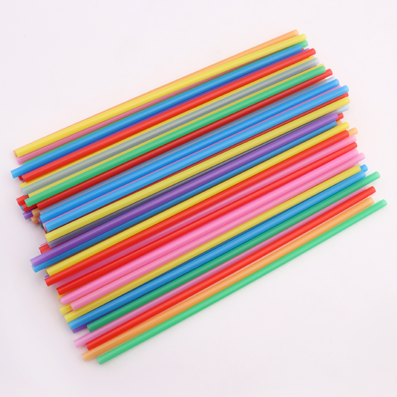 100 Chiếc Ống Hút Nhựa Dùng Một Lần Ống Hút Nhiều Màu 19CM